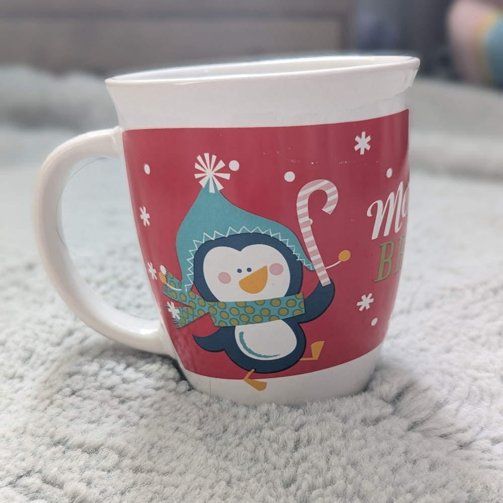 Merry and Bright Penguin Christmas Mug – Holiday Coffee Cup